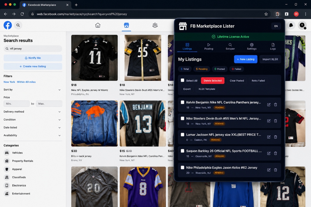Bulk Listings Manager — import XLSX, manage queue, auto-post